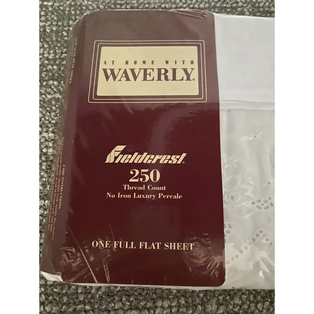 Fieldcrest Cannon VTG Sheet Waverly Non Iron Percale‎ Lace White Sheet Full HG1
